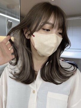 サイン 表参道(SIGN) 韓国ヘアーハッシュカットレイヤーカットグレージュブリーチ無し