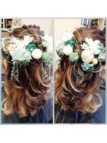 ランプヘアー(LAMP HAIR)&nbsp;お嬢様ハーフアップ★結婚式 二次会 お呼ばれ ドレス