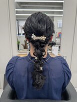 黒髪ヘアの編み下ろしスタイル【清板】