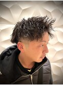 短髪パーマ/ツイストスパイラルパーマ/アップバング/20代