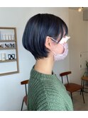 ブルーブラック+ショートボブ