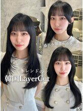 ★顔回りレイヤーカット★ ［上中野/ブリーチ/ダブルカラー/韓国へアルイヤーカット/エクステ］