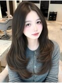 レイヤーカット/顔周り/グレージュ/韓国ヘア