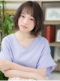 オン眉ボブシースルーバング前下がりボブa戸頭20代30代40代