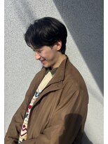 パウダーヘアー(powder hair) メンズニュアンスマッシュ × ゆるパーマ