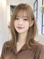 フリック 京都河原町店(FLICK)&nbsp;★ミディアムレイヤー/ブリーチなしシャンパンベージュ/韓国巻き