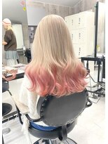 ノルン 表参道店(NORN) ミディアムレイヤーボブイメチェンピンクベージュ前髪