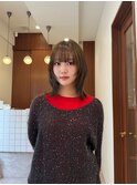 韓国風レイヤーカットブリーチダブルカラー前髪 