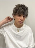 ハイライトマッシュパーマウルフアッシュブラックmen'shair