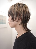 ケアブリーチハイトーンベージュデザインカラーウルフカット
