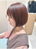 小顔に導く◎切りっぱなしボブ/チェリーレッド/20代～50代