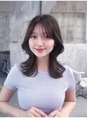 黒髪ボブルフネビージュ小顔ワンレン顔まわり韓国レイヤーカット