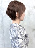 池袋ショート秋冬トレンドモカブラウンカラー丸みショートボブ