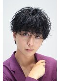 波巻きシャドウメンズパーマショートフェザー