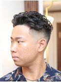 メンズパーマオールバックスキンフェード