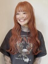 イル(ill)&nbsp;ブリーチ　ダブルカラー　オレンジ　波巻き　大須