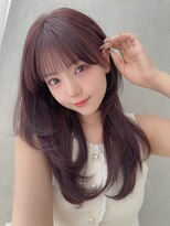 カシュカシュ 表参道(cache cache) ブリーチなしラベンダーカラーレイヤーカットシースルーぱっつん