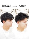 ビフォーアフターツイストスパイラルパーマリバースショート