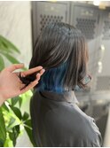 《大人ガーリー》インナーカラー  マリンブルー/チョコレート