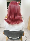 赤髪レッドピンク/チェリーピンク/ミディアムレイヤー