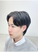 センターパートリバースパーマナチュラルビジネスツーブロ