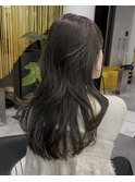 オリーブグレージュカラー　ブリーチ無しWカラー