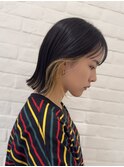 切りっぱなしボブインナーカラーダブルカラーケアブリーチ