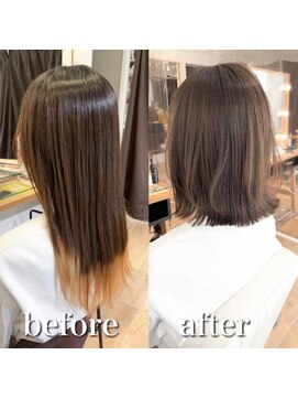 ネオリーブ チロル 横浜西口店(Neolive CiroL.) レイヤーボブ　ライトベージュ　簡単スタイリング