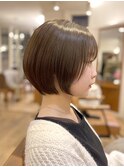 20代30代ミニボブココアブラウン小顔美肌ストレート丸み