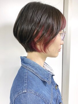 モリオフロムロンドン 原宿本店(morio from London) 【morio原宿】大人 ショート インナーカラー 赤