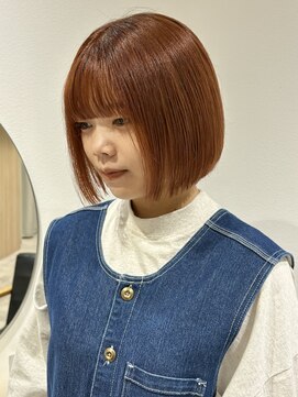 ラミエバイメルト 下北沢(lamie by melt) ミニボブ切りっぱなしボブオレンジブラウン秋カラー暖色透明感