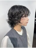 マッシュショートボブウルフパーマ顔まわりレイヤーボブ
