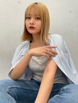 ティアラ 福島店(TIARA) シースルー×ホワイトブロンドかける切りっぱなしロブ