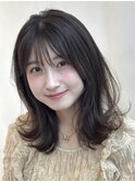 ふんわりワンカール/顔周りカット/ミディアムヘア/ブルーカラー