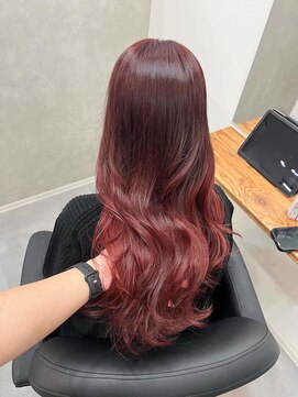 ワク 藤沢店(waku) レッド　ダブルカラー　ケアブリーチ