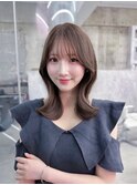 黒髪韓国小顔レイヤーイメチェン暗めオリーブグレークラゲヘアー