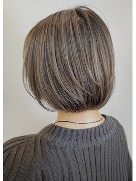 ネックス 表参道本店(nex) デザインカラーレイヤーカットウェットヘアオリーブベージュ白髪