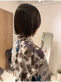 *滝田*暗めカラー切りっぱなしボブチャコールグレー20代30代40代