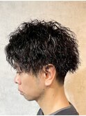 MEN’S HAIR/ブルーブラック/フェザーパーマ/ハイライト