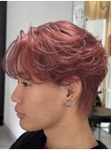 ピンクベージュニュアンスセンターパート