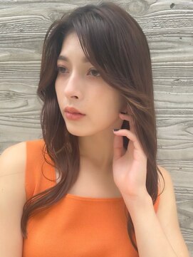 ロンドプランタン 恵比寿(Lond Printemps) 韓国風かき上げ前髪ウェーブ巻きロングヘア