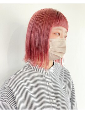 ヒビヲ(HIBIO) ダブルカラーピンクベージュピンクカラーケアブリーチミニボブ