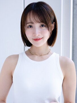 エインアンリー 表参道(AIN.ANLY.) ぱっつん前髪愛されショートシンプルストレート流し前髪ミニボブ