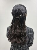 ふわふわあみこみハーフアップ
