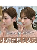 小顔前髪顔まわりミディアムレイヤーフェミニンロング