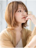 浅草/髪質改善/うるツヤ☆ハイトーンカラー外ハネレイヤーボブj