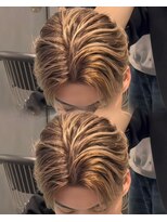 ステラ(STELLA) メンズ/バレイヤージュ/センターパート/ブリーチ&ダブルカラー