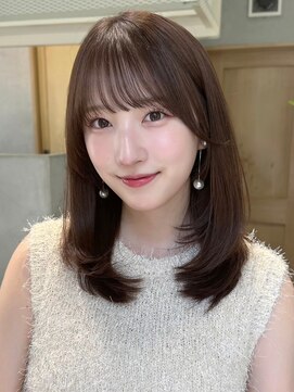 ノイ 銀座(noi) 顔周りレイヤーカットくびれヘアミルクティーベージュカラー韓国