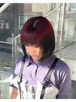 ヲタク(wotaku.)&nbsp;ルーツカラーデザインカラー裾カラーボブブリーチカラー赤髪
