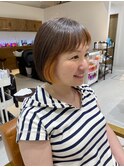 フェイスフレーミングショートボブ内巻きオレンジカラー